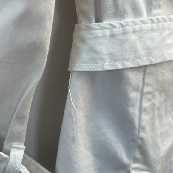 9.8 Jeans White Trench Coat Studded Belted Waist Single-Breasted Small - Picture 10 of 11